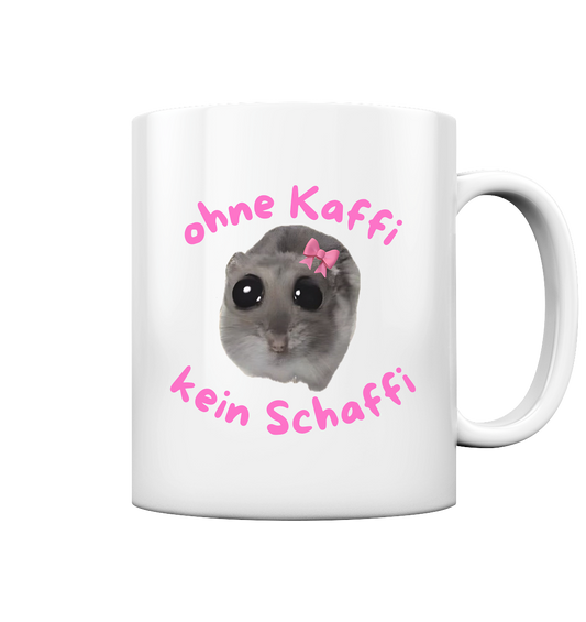 ohne Kaffi kein Schaffi mit Schleife - Tasse glossy
